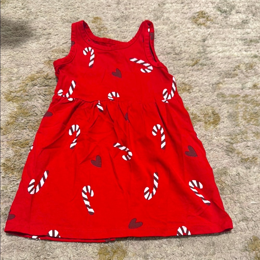 H&M Girl Red Candy Cane Dress 2T